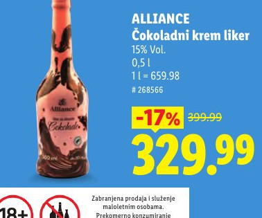 ALLIANCE Čokoladni krem liker