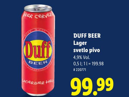 DUFF BEER Lager svetlo pivo