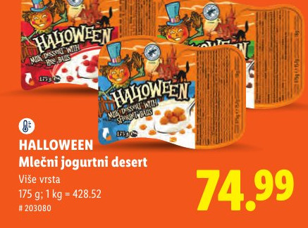HALLOWEEN Mlečni jogurtni desert