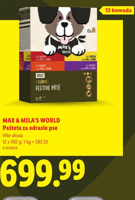 MAX & MILA'S WORLD Pašteta za odrasle pse