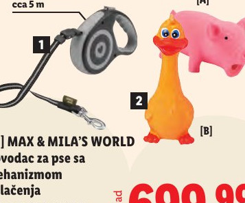 MAX & MILA'S WORLD Povodac za pse sa mehanizmom uvlačenja