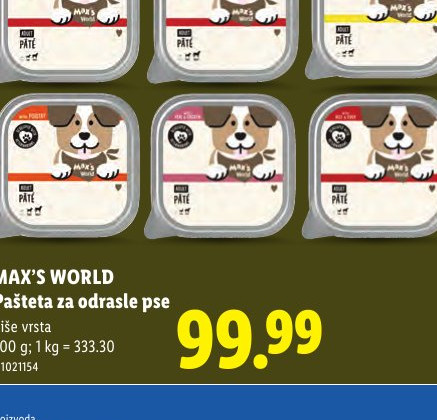 MAX'S WORLD Pašteta za odrasle pse