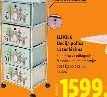 LUPILU Dečija polica sa točkićima