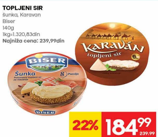 TOPLJENI SIR šunka, Karavan Biser