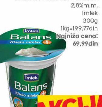 BALANS KISELO MLEKO 2,8%m.m.