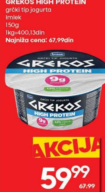 GREKOS HIGH PROTEIN grčki tip jogurta Imlek 150g