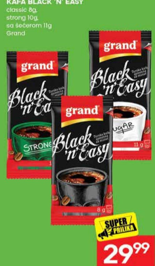 KAFA BLACK 'N' EASY classic 8g, strong 10g sa šećerom 11g