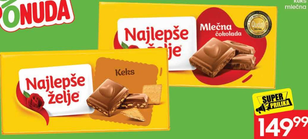 Najlepše želje Mlečna čokolada keks 85g