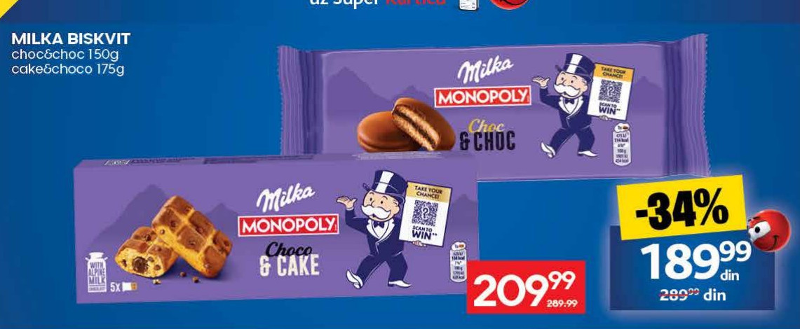 MILKA BISKVIT chocochoc 150g cakeochoc 175g