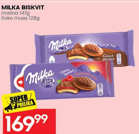 MILKA BISKVIT malina 147g čoko muss 128g