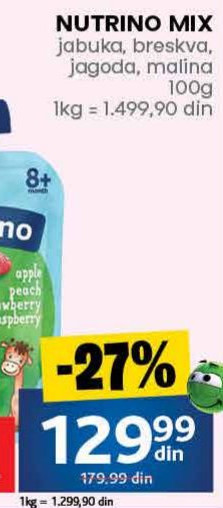 NUTRINO MIX jabuka, breskva, jagoda, malina 100g