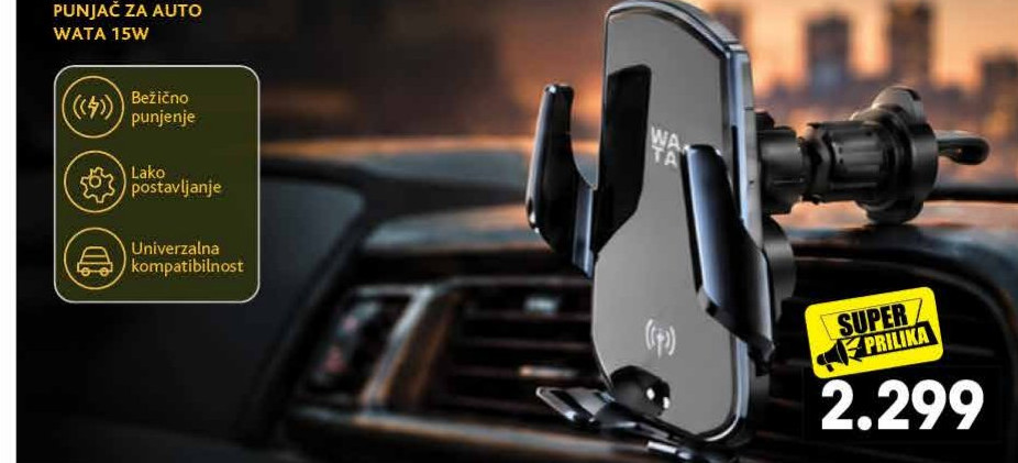 PUNJAČ ZA AUTO WATA 15W