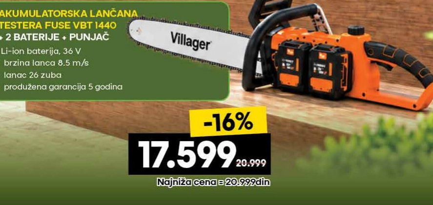 AKUMULATORSKA LANČANA TESTERA FUSE VBT 1440 + 2 BATERIJE + PUNJAČ