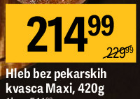 Hleb bez pekarskih kvasca Maxi, 420g