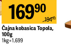 Čajna kobasica Topola, 100g