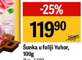 Šunka u foliji Yuhor, 100g