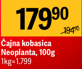 Čajna kobasica Neoplanta, 100g