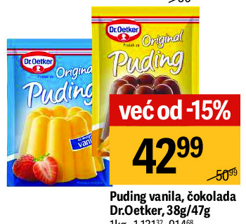 Puding vanila, čokolada Dr.Oetker, 38g/47g