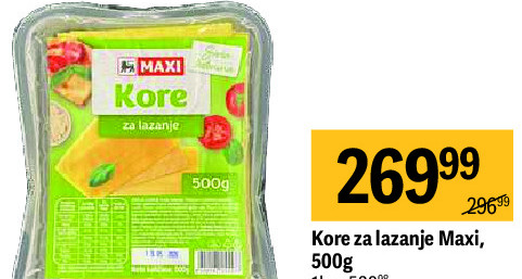 Kore za lazanje Maxi, 500g