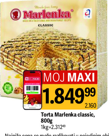 Torta Marlenka classic, 800g