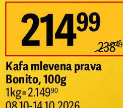 Kafa mlevena prava Bonito, 100g