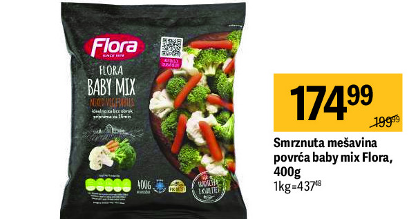 Smrznuta mešavina povrća baby mix Flora, 400g