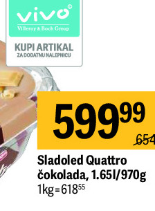 Sladoled Quattro čokolada, 1.651/970g