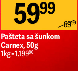 Pašteta sa šunkom Carnex, 50g