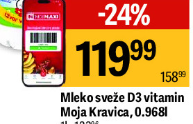 Mleko sveže D3 vitamin Moja Kravica, 0.9681