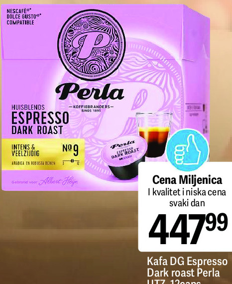 Kafa DG Espresso Dark roast Perla UTZ. 12caps