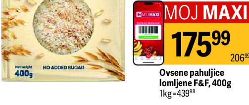 Ovsene pahuljice lomljene F&F, 400g