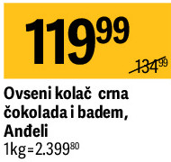 Ovseni kolač crna čokolada i badem,