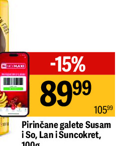 Pirinčane galete Susam i So, Lan i Suncokret, 100g