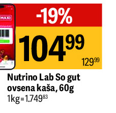 Nutrino Lab So gut ovsena kaša, 60g