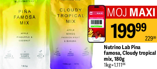 Nutrino Lab Pina famosa, Cloudy tropical mix, 180g