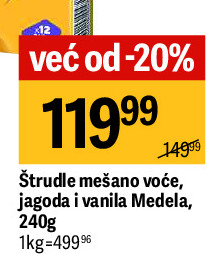 Štrudle mešano voće, jagoda i vanila Medela, 240g