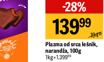 Plazma od srca lešnik, narandža, 100g