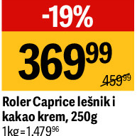 Roler Caprice lešniki i kakao krem, 250g
