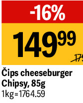Čips cheeseburger Chipsy, 85g