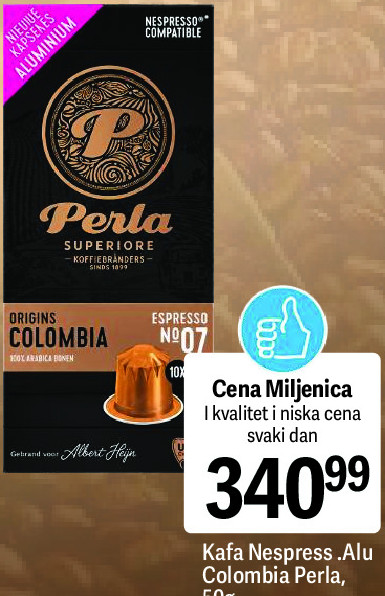 Kafa Nespress .Alu Colombia Perla, 50g