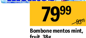 Bombone mentos mint, fruit, 38g
