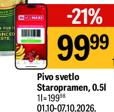 Pivo svetlo Staropramen, 0.51