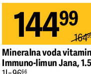 Mineralna voda vitamin Immuno-limun Jana, 1.5l