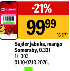 Sajder jabuka, mango Somersby, 0.331