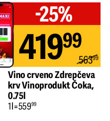 Vino crveno Zdrepčeva krv Vinoprodukt Čoka, 0.751