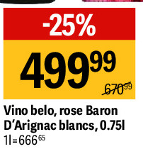 Vino belo, rose Baron D'Arignac blancs, 0.751