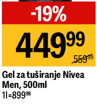Gel za tuširanje Nivea Men, 500ml