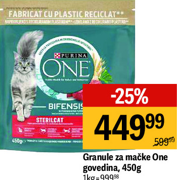 Granule za mačke One govedina, 450g