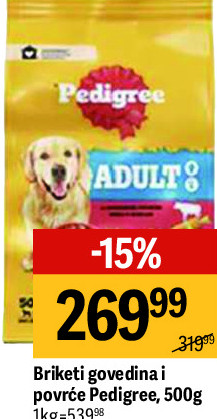 Briketi govedina i povrće Pedigree, 500g