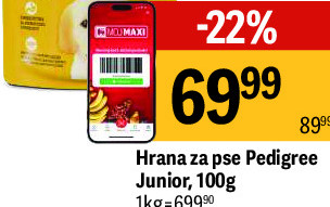 Hrana za pse Pedigree Junior, 100g